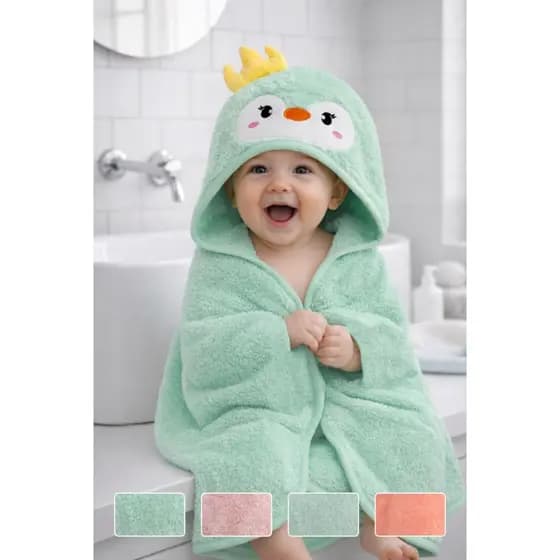 Toalha De Bebê Soft Com Capuz Bordada Infantil Alta Absorção Banho Piscina Macia Luxo