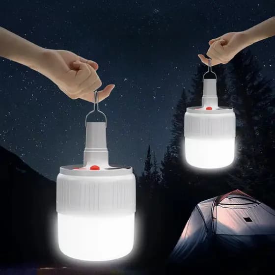 Lâmpada emergência Lanterna Solar Bateria Recarregável 5 Niveis De Luz Camping Com Gancho Economia de energia emergência