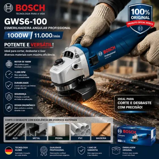 esmerilhadeira lixadeira bosch 220v GWS6-100 1000W lixadeira bosch 110v serra Angular esmerilhadeira