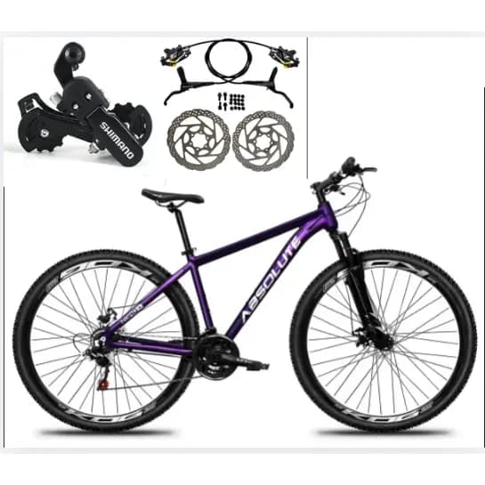 Bicicleta Aro 29 Absolute Nero 5 Roxo Alumínio 21v Shimano Freio Disco Hidraulico com Suspensão