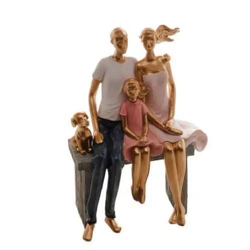 Figura Decorativa Wolff Resina Família 17x9x23cm 61442