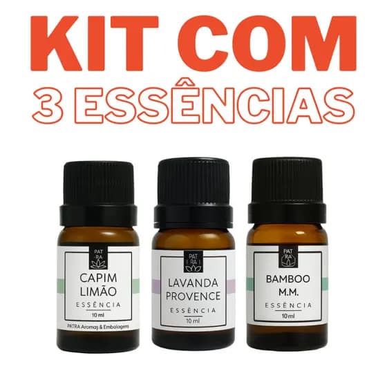3 Essências Para Aromatizador Difusor de Ambiente elétrico - PATRA Aromas Kit c/ 3 Essência
