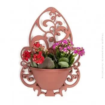 Kit 3 Vasos Arandela 450ml Terracota em Plástico Suporte Parede para Plantas Flores Decoração