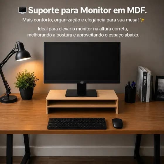 Suporte Para Monitor em MDF Base para Tela Espaço Otimizado