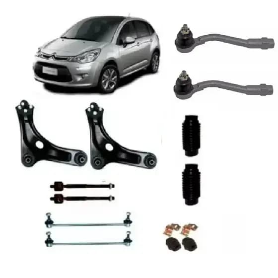 Kit Suspensão Dianteira Completa c/ Terminais e Coifas - Citroen C3 - 2014 a 2016