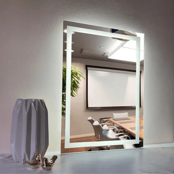 Espelho LED 50x80cm com Luz Quente e Fria | Espelho Decorativo Banheiro Quarto Lavabo Moderno