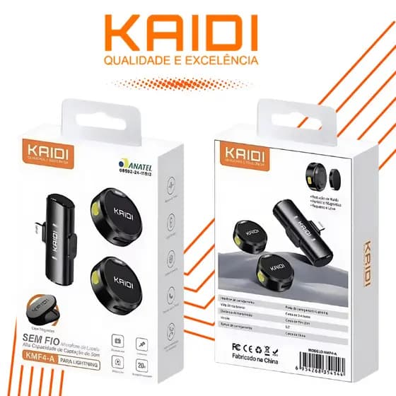 Microfone de lapela duplo redondo magnético discreto Kaidi IPHONE Lightning tipoc entrevista podcast