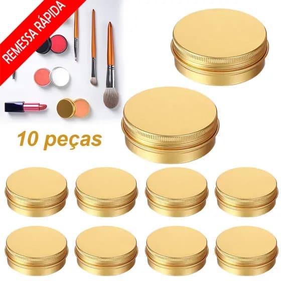 10 peças Latas de alumínio, latas vazias de viagem, frasco de amostra cosmético, recarregável, latas de pomada