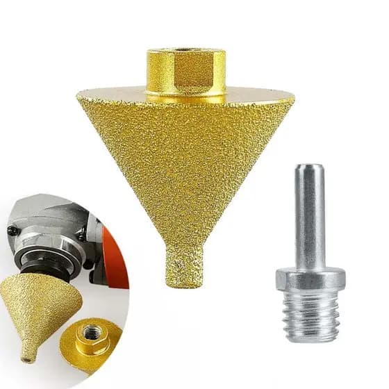 Broca de diamante para chanfro de 50 mm M10 para alargamento de furos Cone de escultura Disco de polimento de azulejos