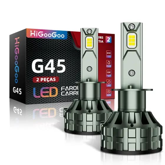 HiGooGoo G45 22000LM Luzes LED Dupla Face Para Carro Alta/Baixa E Neblina Com Dispersão Rápida De Calor Faróis H1/H4/H11