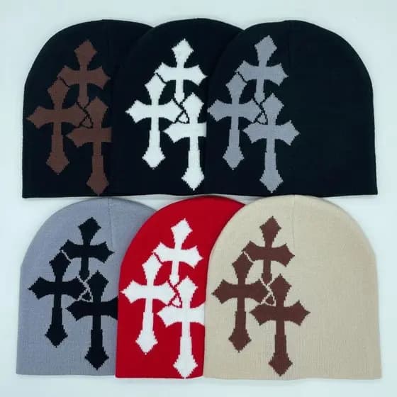 Popular Chapéu De Malha Cruz Hip-hop Esportes Ao Ar Livre Tendência Lã Gorros De Rua Sem Aba Penny Quente Pulôver Boné
