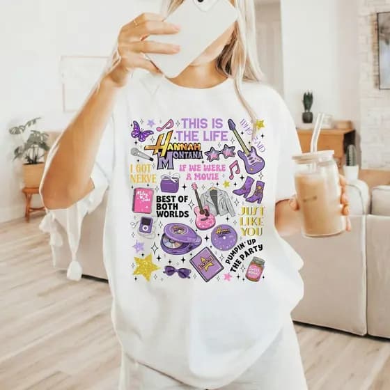 Camiseta Masculina Feminina Estampa Hannah Montana "This Is The Life" T-shirt Unissex Disney Nostalgia