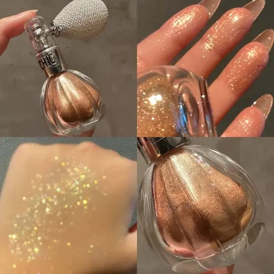 Spray iluminador em pó airbag glitter para rosto e corpo fragrância em pó spray fixador brilho duradouro