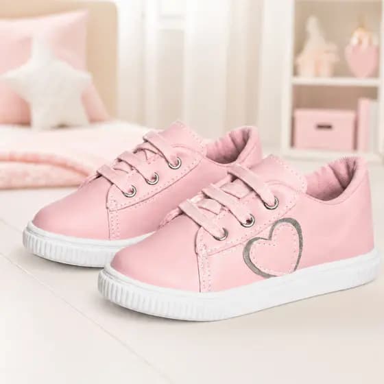 Tenis Infantil Menina Rosa Casual Conforto Leve Escolar Antiderrapante Dia a Dia Anatomico