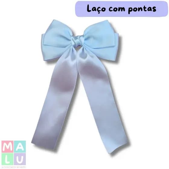 Laço tendência de cetim com pontas para cabelos de crianças. Infantil/adulto no bico de pato.