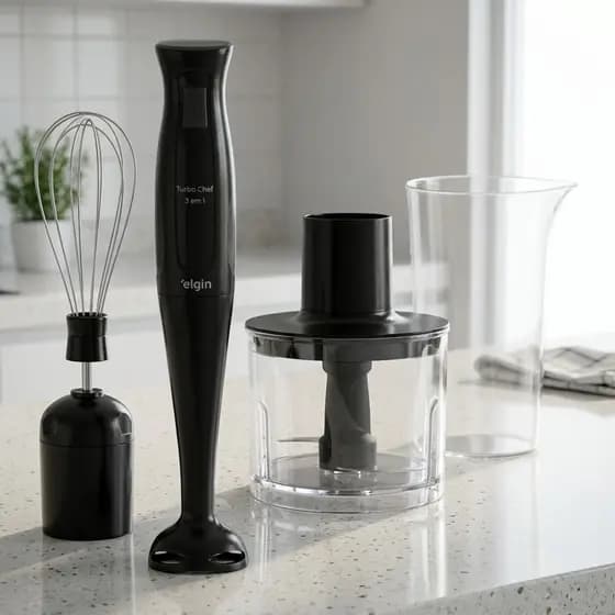 Mixer 3 Em 1 Turbo Chef Elgin 200w Cor Preto Processador Triturador Blender Portátil 220v 127v