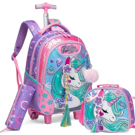 Mochila Infantil Menino Menina Escolar Mochilas Rodinha Mochila De Bordo Kit Casual Infantis