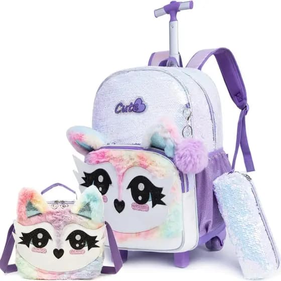 Mochila Infantil Menina Escolar Mochilas Rodinha Mochila Bordo Kit Casual Infantis Panda fofo rosa