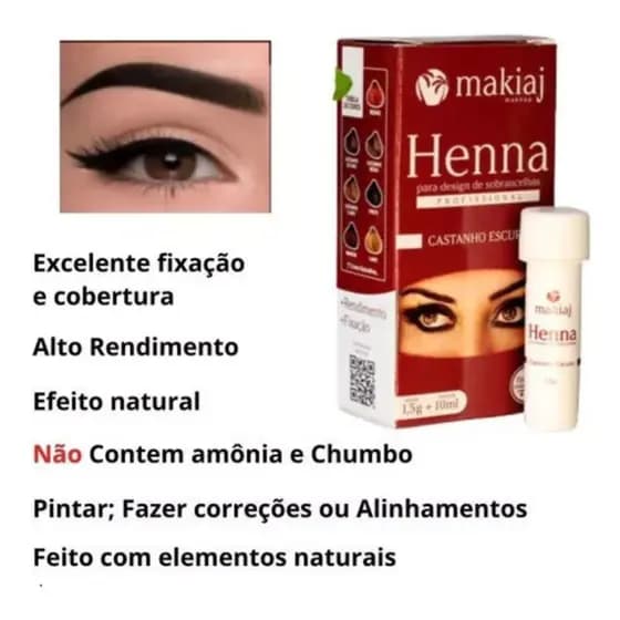 Henna Sobrancelhas Makiaj Alto Rendimento E Fixação - Original Escolha a cor de sua Preferência
