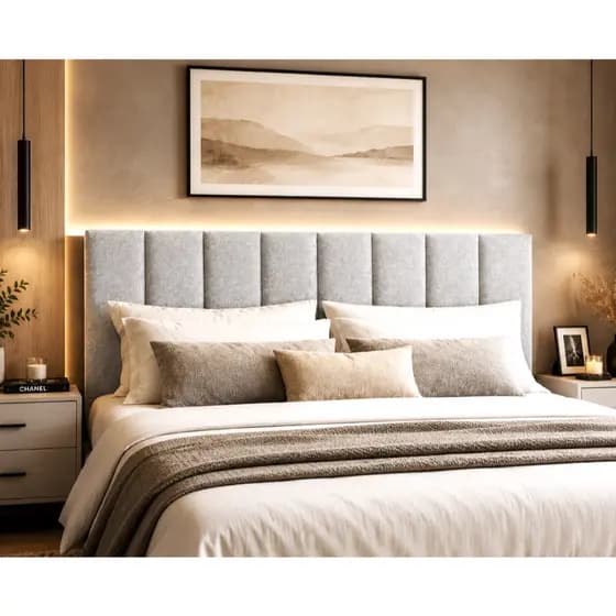 Cabeceira Modular Estofada Cama Box Solteiro Linho Autocolante 5 Módulos 1,00x45 Envio Imediato