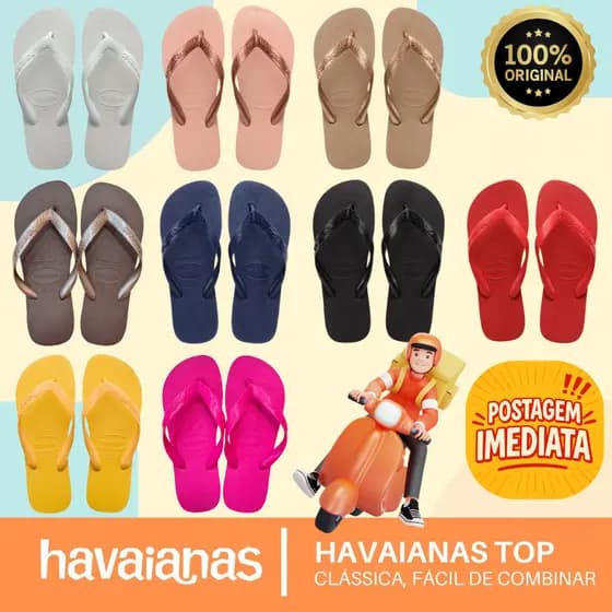 Chinelo Sandálias Havaianas Top Original Feminina — Conforto e Estilo em Várias Cores (33 ao 42)