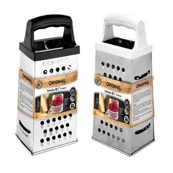 Ralador De Legumes Manual Fatiador Frutas Verduras Queijos 04 Faces 8 e 9 Branco e Vermelho..