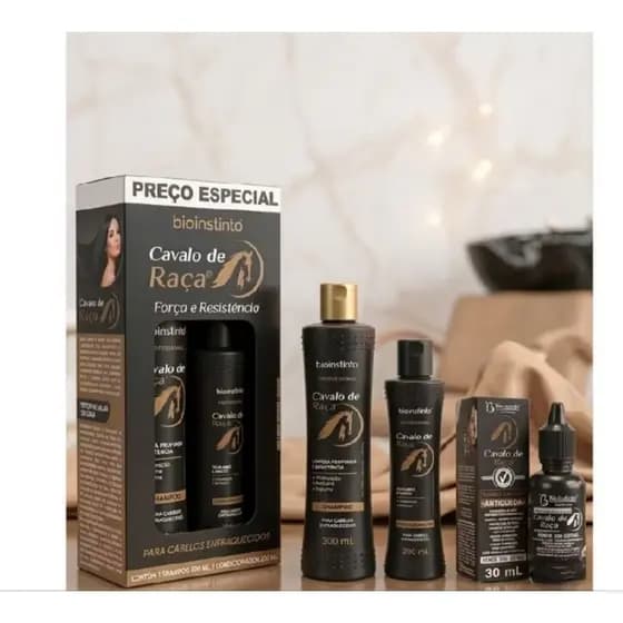 Kit Cavalo de Raça 5Itens Hidratação Capilar e Tõnico Antiqueda Bio Instinto o Melhor Para Seu Salão