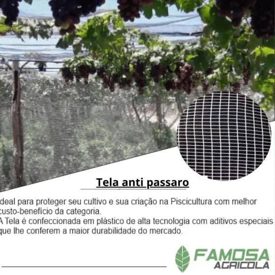 Tela anti pássaro branca com 4 metros de largura e diversos comprimentos
