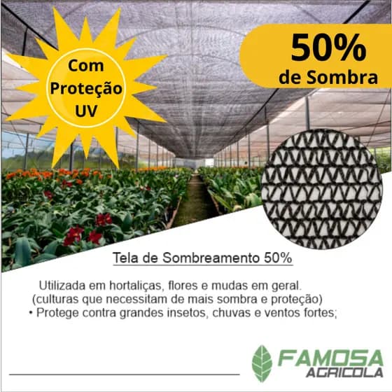 Tela de sombreamento para horta 50% 3 metros de largura - vários comprimentos