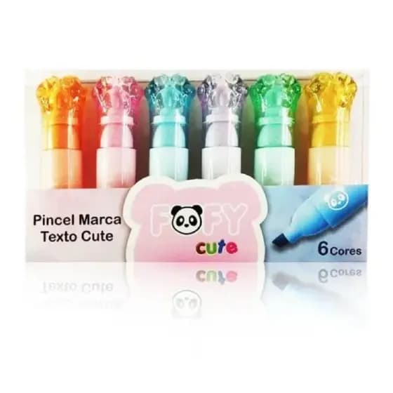 PINCEL MARCA TEXTO CUTE PATINHA DE GATO CAT 6 CORES FF1003 - FOFY