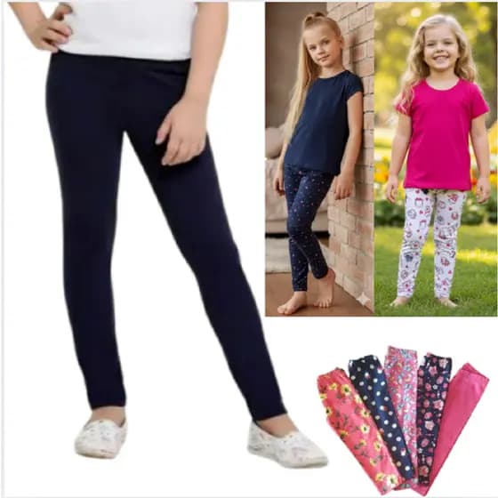 Kit 5 Calça Legging Cotton Lisas e estampadas Bebes Infantil Juvenil Meninas Tamanho 1 AO 16