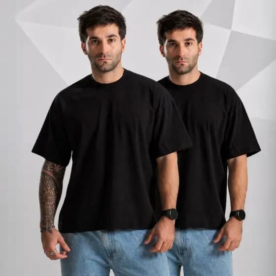 Kit 2 Camiseta Box Oversized Streetwear Algodão para Academia ou Camiseta Casual Street
