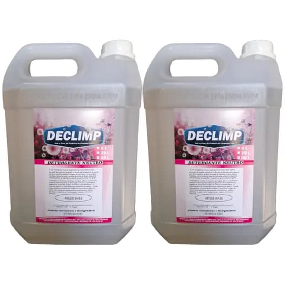 Kit Limpeza 2 Detergente Líquido Neutro 5L Declimp Rende Mais