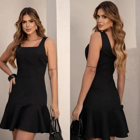 Vestido Feminino Saia rodado Moda femininina elegância ( Zíper invisível nas costas e alça grosa )
