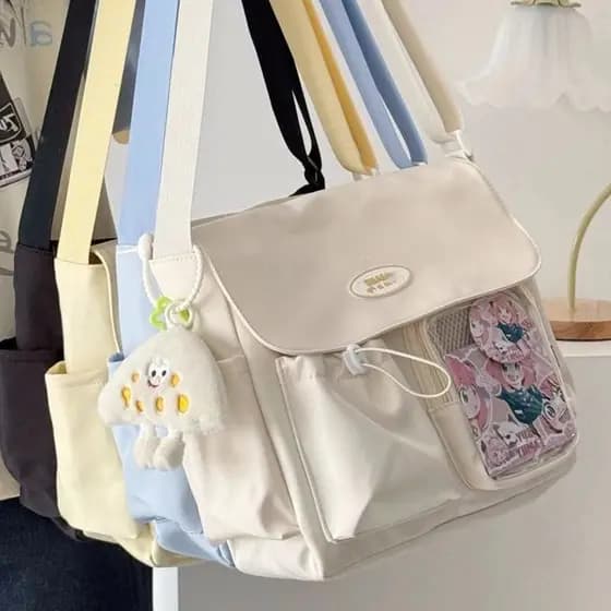 Japonês Harajuku Estilo De Trabalho Cor Sólida Crossbody Saco Grande Capacidade Estudante Transparente Dor Feminino Ombr