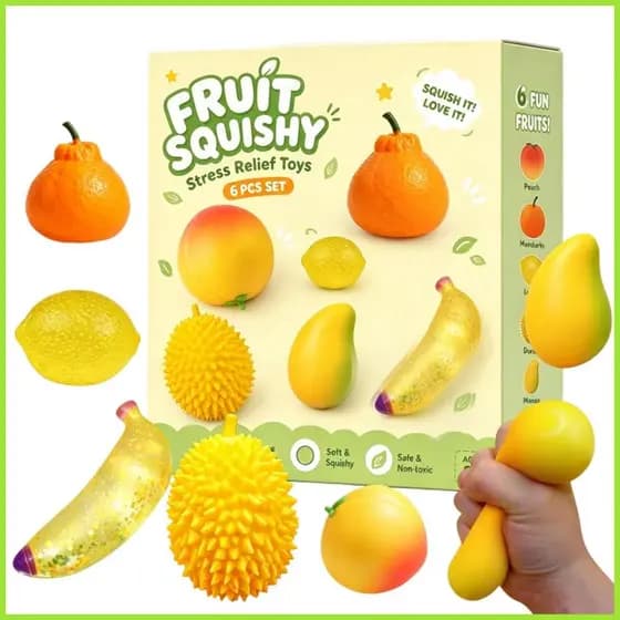 Bolas De Estresse Espremer Brinquedos Frutas 6 Peças Lento Subindo Alívio Do Bola Artefato Fidget Para Mulheres Homens a
