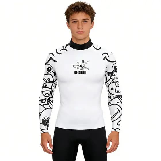 Maiô De Surf Masculino , Camisetas De Natação , Praia , Proteção UV , Roupa De Banho Contra Queimaduras , Esportes Aquát