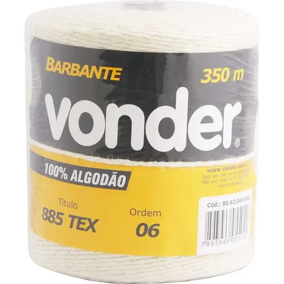 Rolo Barbante De Algodão 4 X 6 Vonder 885 Tex 350m