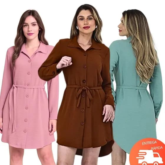 Chemise Vestido Feminino manga longa ajustável botões Com Cinto Camisão Promoção Xadrez