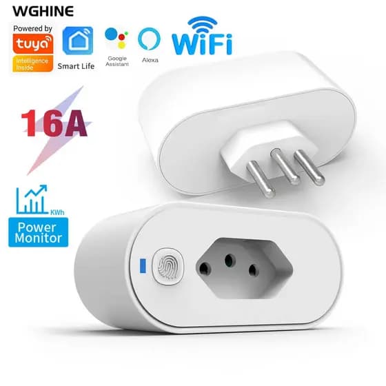 SMART PLUG-Adaptador de soquete Wi-Fi Tuya Smart Life App Control Alexa e Google Home Adaptador de soquete16A comecio