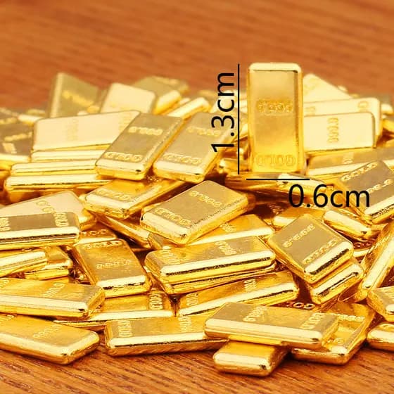 100 Peças Liga Pequena Barra De Ouro Simulação Recrutamento De Riqueza Pequeno Lingote Ornamento De Mesa