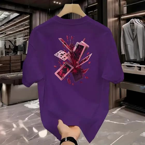 Camiseta Masculina Splash Poker Moda Plus Size Jovem Camisa 100% Algodão Puro T-shirt Manfinity Street Wear