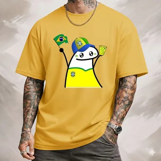 01 Camiseta Brasil Masculina Torcida Esportiva Brasil Copa Do Mundo 2026 Algodão Premium