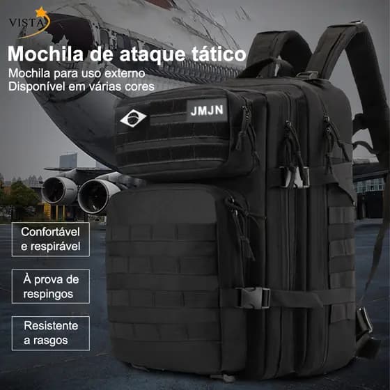 Mochila Bolsa Tática Militar 50L Impermeável Camping Viagem Trilha Caça Pesca VISTA