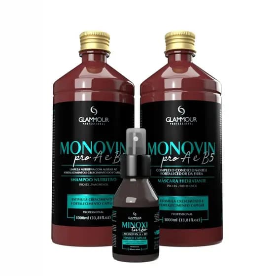 Kit Capilar Monovin Glammour Pro A E B5 Antiqueda Crescimento + tonico