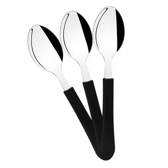 KIT - 6 Colheres de Sobremesa Leme Com Lâmina em Aço Inox Cabo Preto CSPBAG - Tramontina