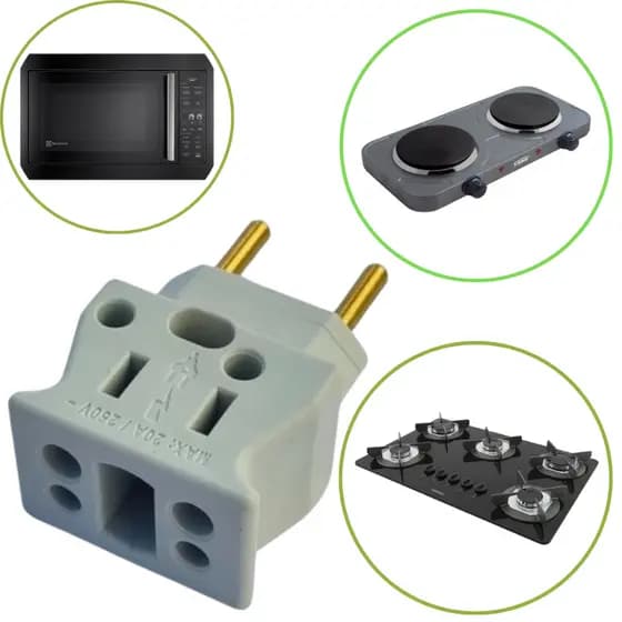 Adaptador Pino Grosso Kit 2 Micro ondas Não Derrete Ultra Resistente Forno Eletrico