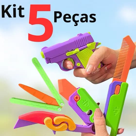 Kit 5 Peças Arminha Pistolinhas Kauai Faquinnhas Cenoura Ant Estresse Gravidade Alivio Ansiedade Tiktok