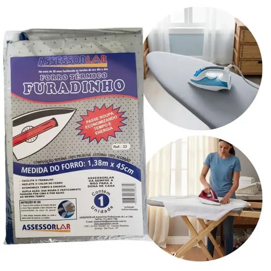 Capa Para T谩bua De Passar Roupa Forro T茅rmico Furadinho Assessorlar Premium Cinza