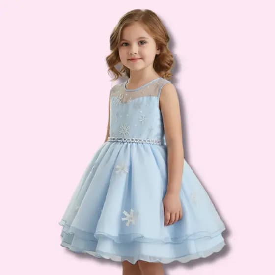 Vestido Infantil Curto Frozen Elsa Princesa Festa Luxo Com Capa